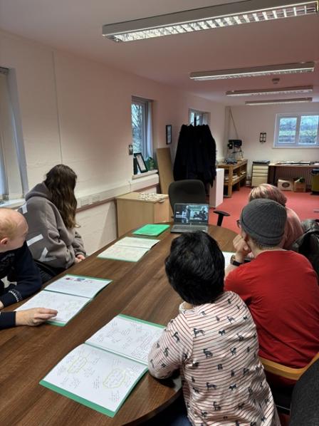 group watching video